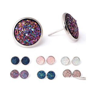 Stud Luxury Druzy Earrings For Women Bling Resin Drusy Stone Girls Fashion Jewelry In Bk Drop Delivery Otiry