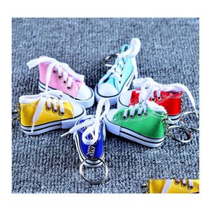 Keychains Lanyards Luxury Creative Canvas Shoes Designer Key Chain Cell Phone Charms Sneaker Handbag Pendant Keyring Keychain For Otzsy