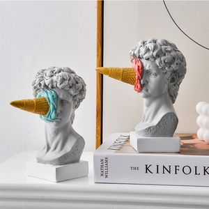 Decorative Objects Figurines Modern Nordic figure ornament Ice Cream David Figurine Home Decor Sculpture Office Bookshelf Desktop Art Deco 230204