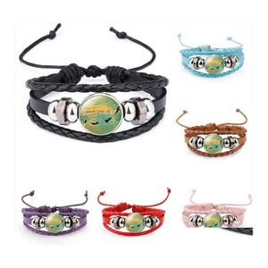 Charm Armbänder nie erwachsen werden Kind 6 Farben geflochtenes Leder Seil Ketten Kinder Traum Glas Cabochon Armreif Mode Junge Mädchen Schmuck Ots4V