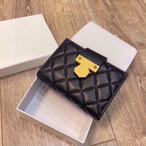 Luxury Designer Mini Bifold Sqaure Wallet Bags Card Holder Gold Metal Hardware Tiny Mini Outdoor Coin Purse Fashion Street Clutch 12x10CM With Box