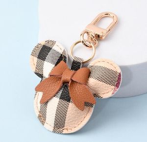 Mouse Design Car Keychain Favor Flower Bag Charm Jewelry Keyring Holder for Men Gift Fashion PU Leather Animal Key Chain