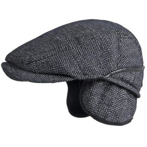 Beret Bonet Cap Men Autumn Winter Hat Hat Plaid Earflap Flat Vintage Ivy Sboy para Painter de Artista Beretberets