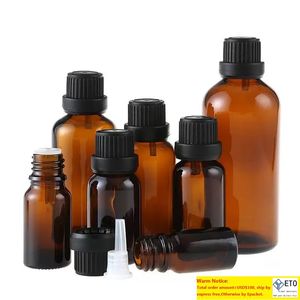 12Pcs 5ml 10ml 15ml 20ml 30ml Amber Glass Essential Oil Bottles Dropper Vials with Orifice Cap for Aromatherapy Perfume Samples