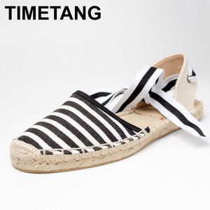 SURES BUTS Timetang Canvas Espadrille Kobiety Flats Pasek kostki Buto Fisherman Fisherman Buty na wiosnę/jesień Mokasyny #CH819 G230130