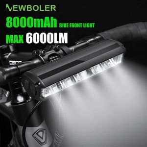 Cykelbelysning Boler Bicycle Front 6000LUMEN 8000mAh Waterproof Ficklight USB Laddning MTB Road Cycling Lamp Accessories 230204