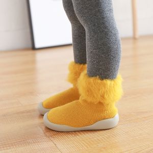 First Walkers Autumn and winter plus velvet thickening baby floor socks non-slip baby toddler shoes rubber bottom baby floor shoes 230203