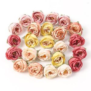 Decorative Flowers 10PCs Artificial Head Rose Bud Arrangement Wedding Home Decoration DIY Craft Bride Hair Wreath Dress Accessories