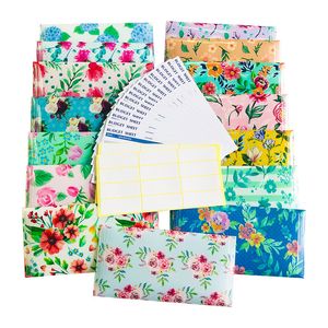 Decorative Objects Figurines Budget Cash Plastic Envelopes Pack Of 15 Pcs PVC Floral Fresh Snap Packaging For Money Saving 230204