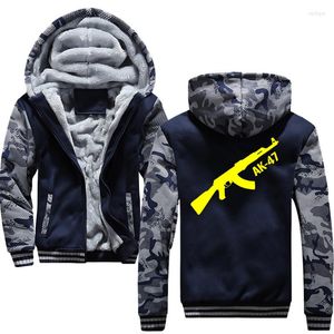 Herren Hoodies Harajuku Großhandel Kappe Sweatshirt Mode Streetwear KALASHNIKOV Winter Hoodie Männer Tops Casual Verdicken Reißverschluss Größe M-5XL