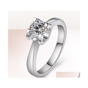 Solitaire Ring Enkelt mode och gener￶s simation Diamond BL Head Horn Womens Wedding Platinum Plated Zircon Engagement Vipjewel D DHW6L