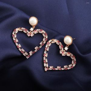 Stud Earrings Pearl Love Hollow Color White Fashion High Quality Jewelry For Women Exaggerated Atmospheric Gifts Girls