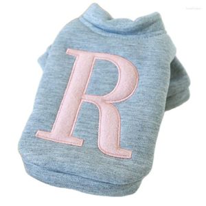 Dog Apparel Clothes Autumn Warm Gray Hoodie For Dogs Cat Costume Letter R Fashion