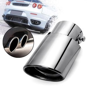 Motorcycle Exhaust System Universal 63mm Car Pipe Modified Stainless Steel Round Tail Tubes Muffler Chrome For 1.8-2.2T