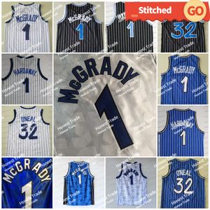 Retro Shaq McGrady Basketball Jersey 32 Shaquille Mens Jersey Black White Star Blue Stripe Shaq Jersey Stitched