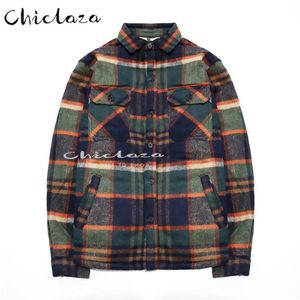 Giacche da uomo CHICLAZA Autunno Inverno Uomo Cappotto caldo in lana d'agnello spesso Cappotto scozzese vintage Manica lunga Casual Multicolor Capispalla Top Uomo 230203