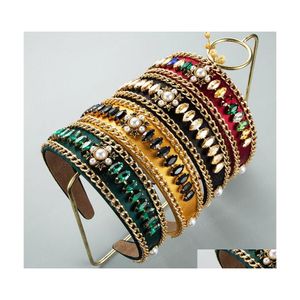 Pannband vintage colorf crystal stj￤rna pannband elegant imitation p￤rla p￤rlor h￥rband flicka party smycken tiara bezel droppleverans dhy2l