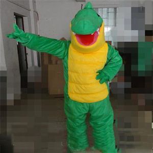 2019 Högkvalitativ en grön krokodilmaskotdräkt med en stor mun för vuxen att bära310E