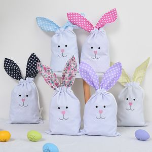 Party Easter Bunny Pouch Väskor med kaninöron Easter Rabbit påsar Easter Presentväskor för barn Partihandel WLL1900