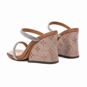 Marca Sandálias Womens High Heel Summer Rhinestone Feminino Sapel de correia feminina SZ35-42