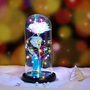 Decorative Flowers & Wreaths Forever Valentine's Day Gift Christmas Birthday Rose In Glass Dome Artificial Flower Gifts For Women With LED L