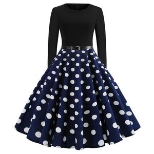 Casual Dresses Vintage Big Swing Print Christmas Dress Women Winter Long Sleeve O Neck Sexy Year Party Plus Size