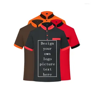 Polo da uomo di alta qualità estiva manica corta tinta unita classica polo stampata personalizzata Po Logo Design per uniforme del personale El Cafe