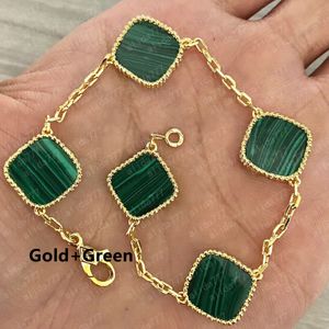 Классическая 4/четыре модных листьев Clover Bracelets Bracelets Brangle Chain 18k Gold Agate Shell Mother Pearl For Women Girl Wedding Mother Day Jewelry Женские подарки A 20 Color