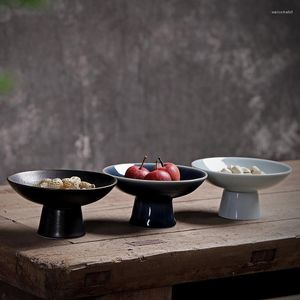 Tallrikar japanska keramikfruktsalladplatta kakadessert hög tefat middag huvuda bordsbricka kreativitet köksredskap