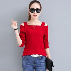 Women's T Shirts Make Han Edition Cultivate One's Morality Spring Fashion Led A Word Pure Color Long Sleeve T-shirt Frock