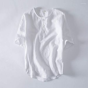 Camisetas para hombres manga corta o cuello camisetas casuales de verano algodón de algodón de algodón delgada tops tops estilo chino fitness macho camiseta ts-414