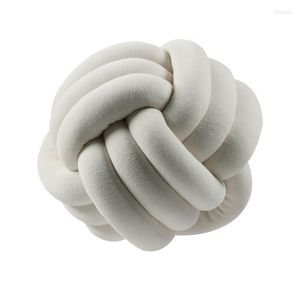 Pillow Nordic Knot Hair Ball Thrw Three-strand Rope Hand-knitted Wool Backrest S Kids Room Decor Pography Props