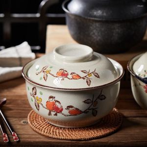 Schüsseln 8in japanische Instant-Ramen-Schüssel mit Deckel Keramik große Kapazität Nudelsalat Suppe Haushalt Küche Geschirr liefert