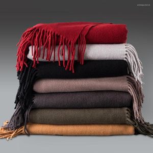 Scarves High Quality Women Fashion 2023 Cashmere Scarf Lady Shawl Long Pure Color Both Men Thicker Keep Warm Winter Blanket Luxury