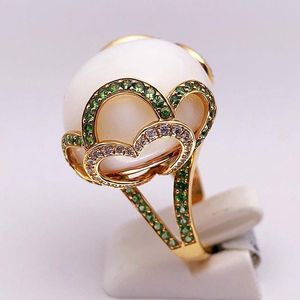 Ringos de cluster boho resina redonda para mulheres cor de ouro cheia feminina feminina macho grande flor de pedra de zircão de zircão de jóias de anel o5m479
