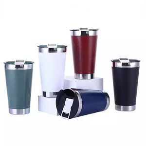 16oz Cold Beer Cups With Bottle Opener Lid Stainless Steel Thermos Water Coffee Mugs for Tea Thermal Tumblers 473ml