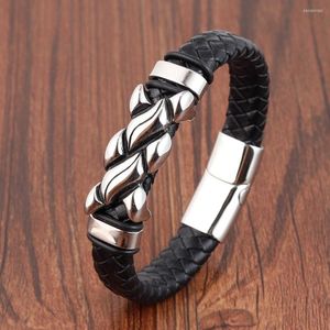 Очарование браслетов Flame Men Bracelet Braslet Bangles Bangles Magnetic-Clasp Cowhide плетеные многослойные обертывание