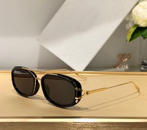 Овальные солнцезащитные очки для женщин мужчины Золотые металлы/темно -серая оттенки