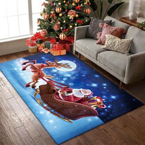 Carpets Christmas Decoration Floor Mat Home Entrance Carpet Door 3D Santa Claus Living Room Anti-Slip Kitchen Bathroom