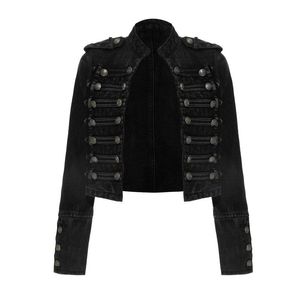 Giacche da donna Giacca di jeans nera vintage da donna Stile punk E-girls Streetwear Cappotto di jeans corto sottile Abiti di moda per donna 2023Donna