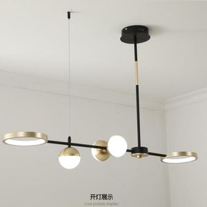 Pendelleuchten, langer Kronleuchter, Esszimmer-Dekoration, Design-Lampe, minimalistisch, für den Innenbereich, Schwarz-Gold-Licht, Hängeleuchten