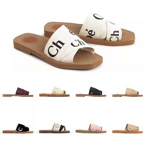 Slippers Designer Women Woody Flat Mules Sandals Slides Sail Canvas White Black Women Outdoor Beach Slipper shoe