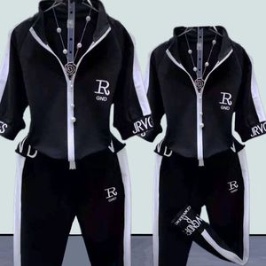 디자이너 tracksuits 여성 두 조각 세트 패션 편지 인쇄 복장 캐주얼 스탠드 칼라 t 셔츠 바지 운동복 조깅 스포츠 정장 아시아 크기 M-4XL