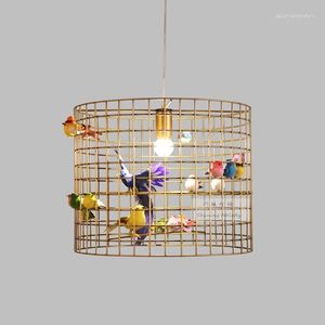 Pendelleuchten Retro Kupfer Gold Kreative Schmiedeeisen Licht Vogelkäfig Persönlichkeit American Dining Hängen Schlafzimmer