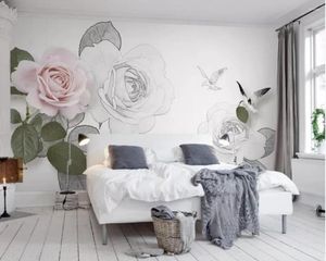 Wallpapers Nordic Rose Flower Wallpaper Wall Mural For Living Room Bedroom Luxury Art Home Improvement Floral Contact Paper Custom