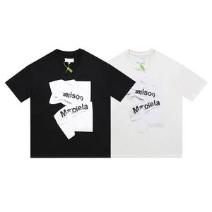 Maison Margiel MM T-shirt Men's and Women's Margiel Pleated newspaper letter logo print round neck short sleeve T-shirt