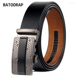 Belts Black Leather Belt Men Fashion Click Buckle Metal Trouser Strap Male Western Ratchet Dress 43"-51"Belts BeltsBelts Enek22