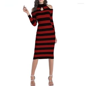 Casual Dresses Autumn Winter Women's Long Sleeve Dress Sticking tröja Party Korean Fashion Sexig grossistkläder