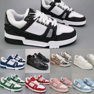 2023 Designer Sneaker Trenerer Trener Casual Louise Vitton Buty Calfskin Skórzanie Abloh White zielony czerwony niebieski litera nakładki platforma moda niska