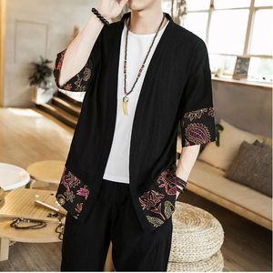 Roupas étnicas quimono homens yukata camisa de casaco de cardigã masculino